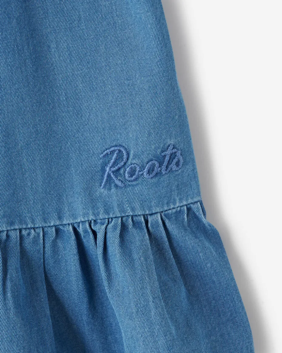 Girls Chambray Tiered Dress