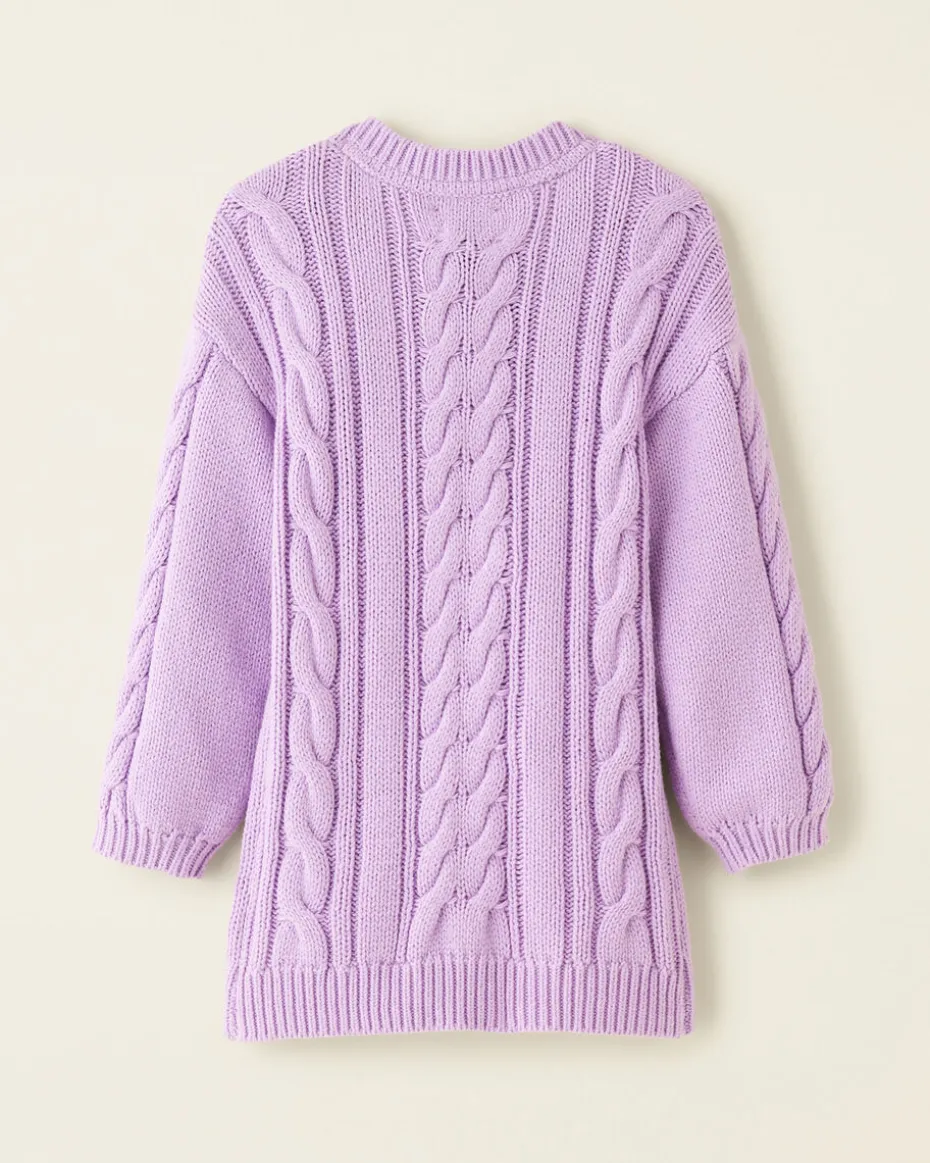 Toddler Girls Cable V-Neck Sweater Dress